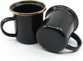 Barebones 5-Ounce Enamel Espresso Cup Set of 2 - Small Coffee Mug and Tea Cup - Stainless Steel Rim Camping Mug for Indoor and Outdoor Use (Charcoal)