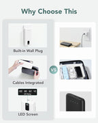 Charmast Portable Charger with Built-in Cables & Wall Plug, 10000mAh Portable Power Bank, External Battery Pack Travel Essentials Compatible with iPhone 16/15/14/13, Samsung, iPad etc