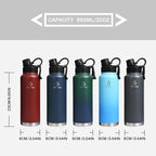 Wide Mouth Water Bottle with Straw Lid Dustproof, 24/32/40/64 Oz Hydro Vacuum Insulated Flask, Dishwasher Safe Stainless Steel Water bottle, Keep Cold 24 Hour/Hot 12 Hour-40 Oz Night Blue