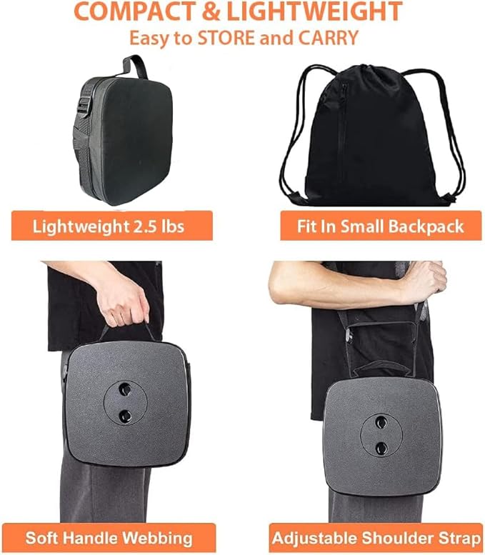 Portable Collapsible Stool Set - Heavy Duty Square Collapsible Stool + Thick Seat Cushion - 550lbs Load Capacity for Camping Picnic Gardening Travel (Black/Black)