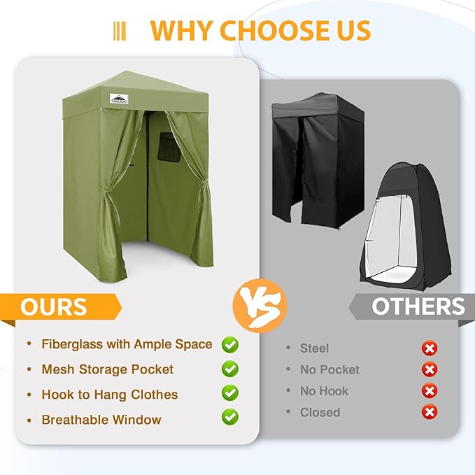 EAGLE PEAK Flex Ultra Compact 4x4 Pop-up Canopy, Sun Shelter, Changing Room, Portable Privacy Canopy Cabana for Pool, Fashion Photoshoots, or Camping, Army Green