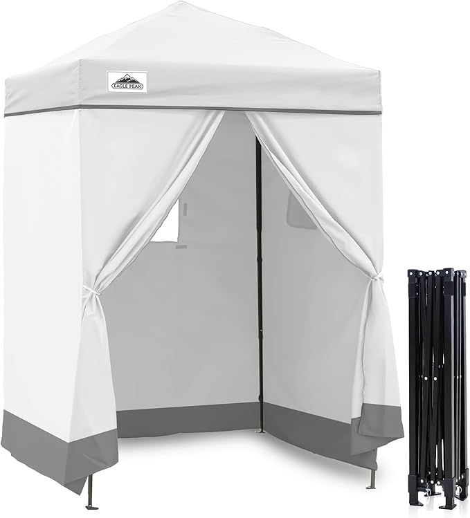 EAGLE PEAK EAGLE PEAK Flex Ultra Compact Pop-up Canopy, Sun Shelter, Changing Room, Portable Privacy Canopy Cabana, 5x5 Canopy Tent, for Pool, Fashion Photoshoots, or Camping White