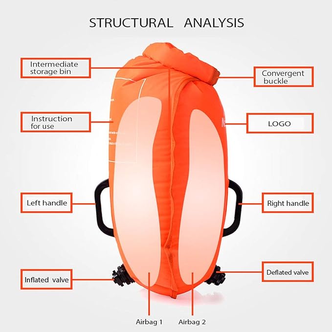 Naturehike 18L High Visible Safety Swim Buoy - Ultralight Bubble Tow Float and Dry Bag for Open Water Swimming Kayaking Snorkeling Diving Trailing with Adjustable Waist Belt