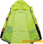 JKSafety Hi-Vis Reflective Safety Rain Jacket for Men Women Waterproof Rain Gears for Farming Fishing Work HV Rain Jacket with Inner Mesh Lining and Pockets (117A-YBlk M)