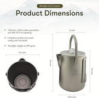 Valtcan Titanium Percolator Coffee Maker Pot 1.5L Filter Brew Ultralight Weight Camping Kettle 50 fl oz 6 Cup Capacity Glass Knob 395g Compact Kettle