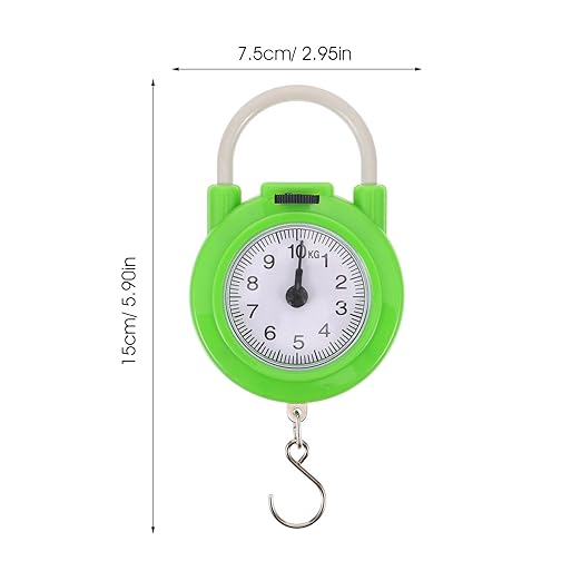 Totority Portable Travel Luggage Scale Manual Spring Suitcase Weight Scale with Hook Small High Precision Fluorescent Green for Travel and Home Use