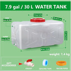 Plastic Portable Water Tank Water Storage Tank for Camping with Spigot Hose Water Container Water Storage Container for Emergency Water Storage Hiking Outdoor(Size:7.9 Gallon / 30L)