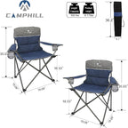 Camping Chair Set of 3, Outdoor Folding Camping Chairs for Heavy People with Cup Holder & Carry Bag,Collapsible Chair Include One Sofa Chair and Two Single Chair,Support up to 500lbs