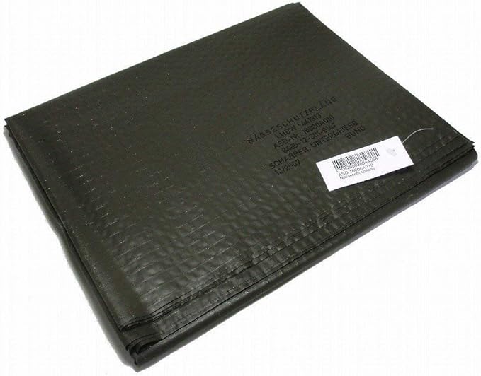 Groundsheet, Underlay Tarpaulin, German Bundeswehr Army Issue, Olive, Military Waterproof Camping tarp pad Approx Size: 90"x40" 4ft x 3ft