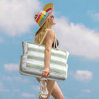 Becokan Beach Bags for Women Large Waterproof Beach Tote Bag Zipper Beach Bags Waterproof Sandproof Swim Pool Bag Large Tote