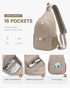 LOVEVOOK Sling Backpack for Women, Convertible Crossbody, Small Diaper Bag, Water-Resistant Hiking Daypack, Travel Shoulder Chest Bag