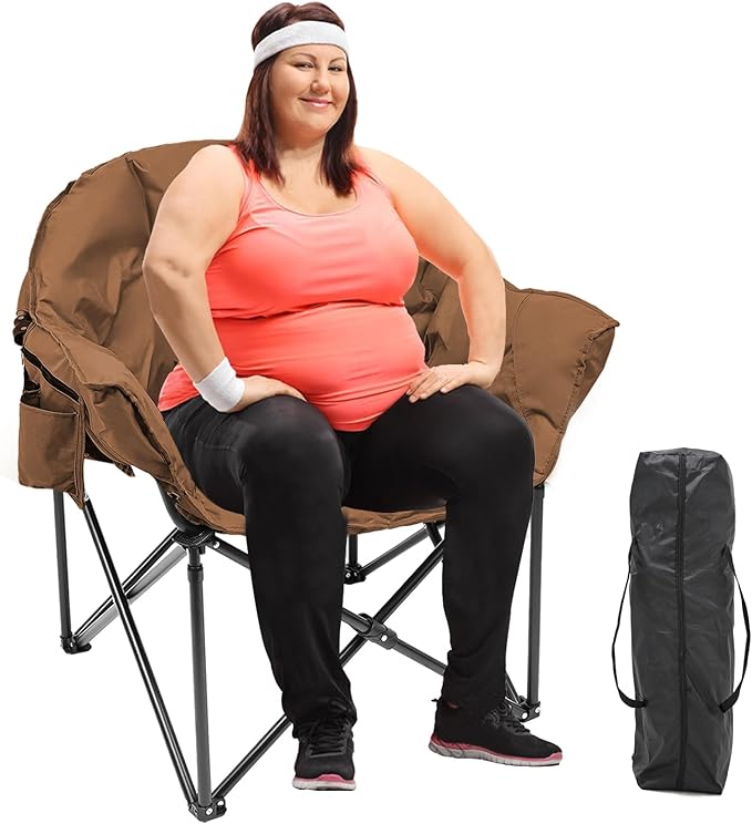 Slsy Heated Camping Chair Oversized, Outdoor Portable Heated Folding Chair, Heavy Duty 500 lbs Support, Padded Seat for Outdoor Sports, Camping, Patio, and Picnics