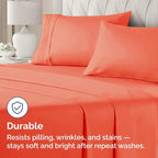 CGK Unlimited - Premium Microfiber Queen Size Coral Pillow Cover Set of 4, Machine Washable, Soft and Protective