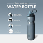 BOTTLE BOTTLE Insulated Water Bottle 24 oz with Handle and Flip Tops Lids Stainless Steel Water Bottle Push Button Lid Leak proof Portable for Running Travel Sports Hiking blue