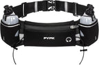 PYFK Upgraded Running Belt with Water Bottles, Hydration Belt for Men and Women, Water Bottle Holder Running Pouch Belt, Fanny Pack Fits 7 inches Phones, Waist pack for Running Hiking Climbing