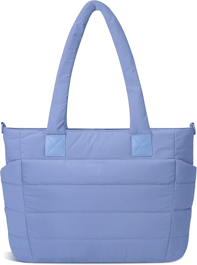 Tote Bag for Women Puffer Work Tote Handbag Large Quilted Nurse Bag with Zipper for Travel