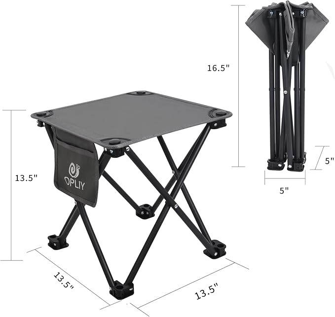 Opliy Camping Stool 2 Pack,13.5 Inch Portable Folding Stool for Outdoor Gardening and Beach Hiking Fishing,Foot Stool with Carry Bag (Gray)