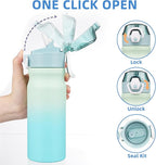 BJPKPK Insulated Water Bottle 18oz Stainless Steel Water Bottles With Straw And Carry Handle Double Wall Metal Thermo,Mint