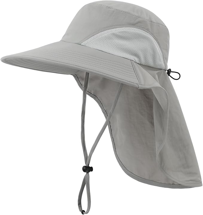 Home Prefer Outdoor UPF50+ Sun Hat Wide Brim Mesh Fishing Hat with Neck Flap