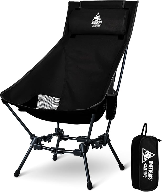OneTigris Dragonhide Oversized Camping Chair with Pillow Design, Comfortable Widened Seat Folding, 275 lbs Capacity