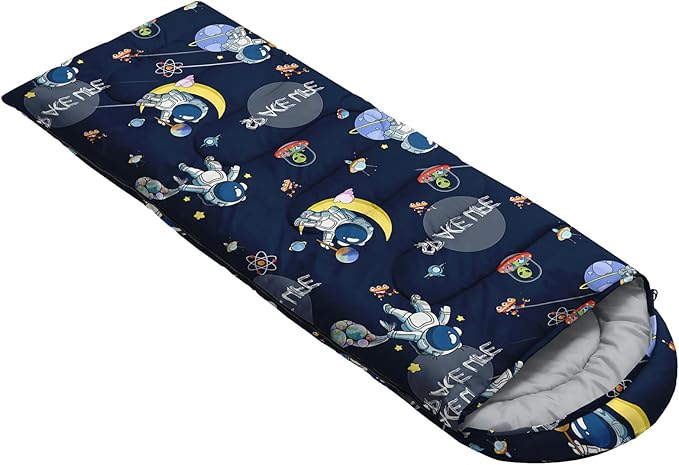 AILONEN Outer Space Astronaut Camping Sleeping Bags,Lightweight & Waterproof,3 Season Warm & Cool Weather,Cartoon Sleeping Bags for Kids,Boys Girls Travelling,Outdoors