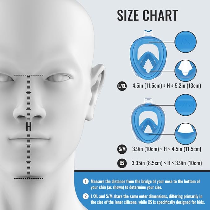 G2RISE Full Face Snorkel Mask Adults Snorkeling Set Gear for Kids with Detachable Camera Mount, Safe Breathing, Anti Fog Anti Leak