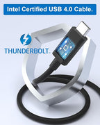 FIBBR Thunderbolt 4 Intel Certified USB 4.0 C Cable 3.3ft, High Speed 40Gbps Fast Charge 100W Type C Data Cable, Supporting 8K@60Hz Display for Laptop VR Box
