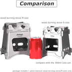 Ultralight Titanium Wood Burning Stove Outdoor Camping Multi-Fuels Alcohol Stove BBQ Stove WS009ST-Ti (Wood Burning Stove-M Size)