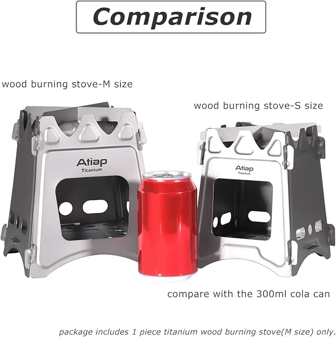 Ultralight Titanium Wood Burning Stove Outdoor Camping Multi-Fuels Alcohol Stove BBQ Stove WS009ST-Ti (Wood Burning Stove-M Size)