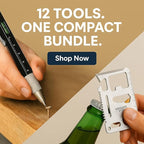 12-in-1 Tool Pen & Stainless Steel EDC Wallet Card Tool Gift Set | Multitool Duo Everyday Carry Survival Gadget for Men & Women (2-pack)