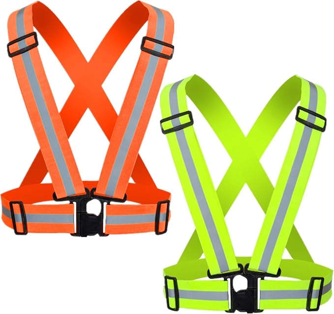 Reflective Strap Safety Vest Gear - 2-10 Pack Adjustable High Visible Reflective Running Gear for Women Men Night