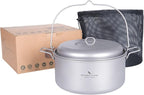 Boundless Voyage Titanium 4.5L Hanging Pot with Steaming Rack Folding Handle Outdoor Camping Cooking Stockpot Steamer Set