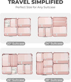 Percover Compression Packing Cubes 6-Piece Set, Packing Cubes Compression for Travel with Multi-Size Organization, Travel Organizer for Carry On & Checked Luggage, Pink