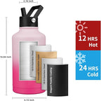 Insulated Water Bottle 64oz,Triple Wall Vacuum Stainless Steel(Dishwasher Safe),Leak Proof & Non-BPA,Flask Jug with Paracord Handle & Straw Spout Lids Sports Sakura