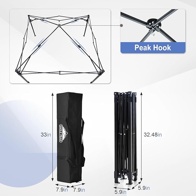 EAGLE PEAK Flex Ultra Compact 5x5 Pop-up Canopy, Sun Shelter, Changing Room, Portable Privacy Tent for Pool, Fashion Photoshoots, or Camping, Yellow Orange