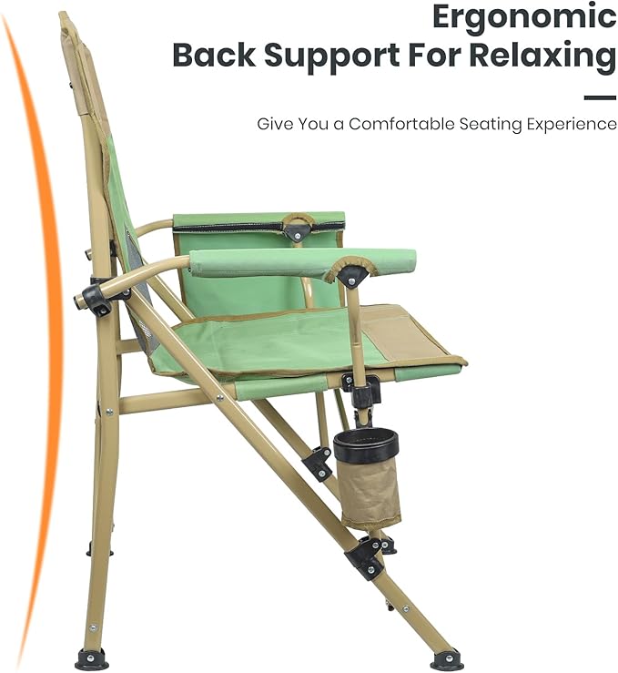 Camping Chair for Adults 350 LBS Support Camp Chair 2PCS with Breathable Mesh Back Fabric with Arm Rest Cup Holder and Portable Carrying Bag