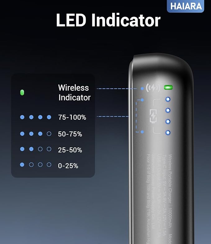 for Magsafe Battery Pack, 10000mAh Magnetic Portable Charger with USB-C 20W Fast Charging, Slim & Lightweight Wireless Power Bank for iPhone Air/17/16/15/14/13 Series, for Travel Cruise Essentials