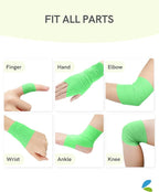 FriCARE Self Adhesive Bandage Wrap, Medical Tape in First Aid Kit, Cohesive Bandages for Wounds Sport Vet, FSA/HSA Eligible, 2 Inches X 5 Yards 6 Rolls, Fluorescent Green