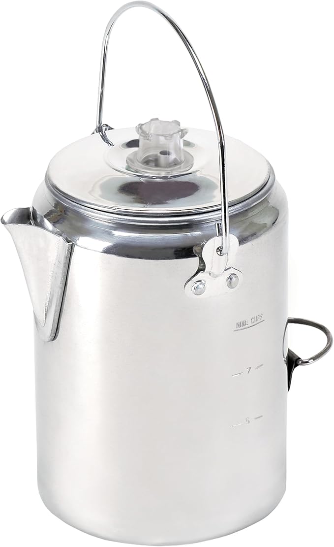 Stansport Aluminum Percolator Coffee Pot with Wire Handle