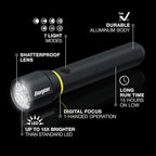 Energizer LED Flashlight Vision PRO, Ultra Bright 1000+ Lumens, IPX4 Water Resistant, Aircraft-Grade Aluminum LED Light, Rugged Metal Flash Light for Outdoors, Emergency Power Outage, Black