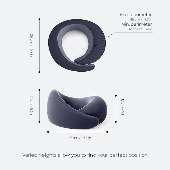 Ostrichpillow Go Neck Pillow, Travel Pillows for Airplanes, Premium Memory Foam Travel Pillow, 360º Ergonomic Design, Asymmetrical Sides, Travel Bag Included, Washable Modal Cover