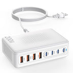 USB C Charger Block,200W GaN 8 Port USB C Charging Station USB Hub Block Cube Type C & USB A Wall Charger Power Adapter for Multiple Devices Apple iPhone 16/15/14,Steam Deck,MacBook Pro/Air,iPad Pro