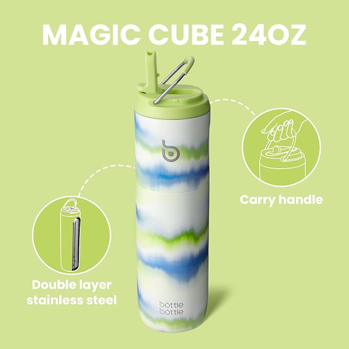 BOTTLE BOTTLE Insulated Water Bottle 24oz with Straw Lid and Handle for Sports Travel Gym Stainless Steel Water Bottles Double-Wall Vacuum Metal Leak Proof BPA-Free