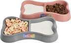 Lightweight Small Dog Puppy Cat Food and Water Bowls 6 oz Double Pink Plastic Portable Outdoor Travel Dish (Indie Pink)