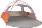 NXONE Beach Tent Sun Shade Shelter for 3/4/6 Person Person with UV Protection, Extended Floor, 3 Mesh Roll Up Windows & 8.0/8.5mm Fiberglass Rods丨Carry Bag Included