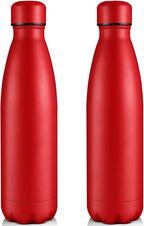 Volhoply 25oz Insulated Water Bottles 1/2/4 Pack, Double Wall Stainless Steel Vacuum Flask Keeps Cold & Hot, BPA Free Leakproof Bottle (Red,2 Pack)
