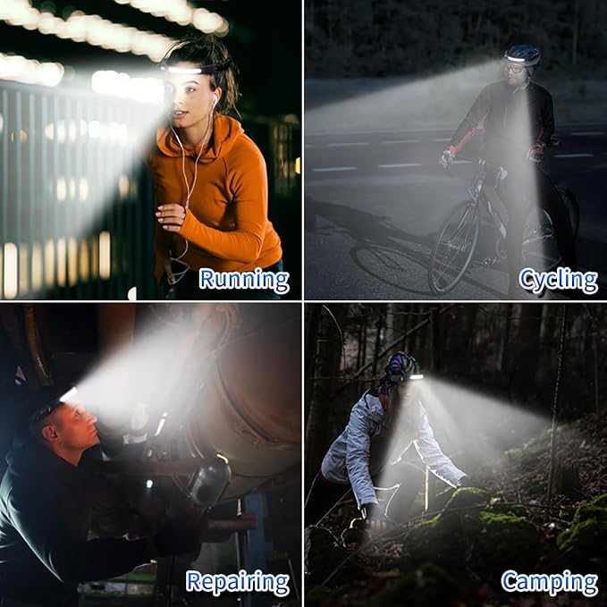 Headlamp Rechargeable 4Pack, 230° Wide Beam Head Lamp, LED Headlamp with Motion Sensor, 7Mode Head Lights for Forehead, Bright Headlamps for Adults, Red Light Headlight, Hard Hat Light, Camping Gear