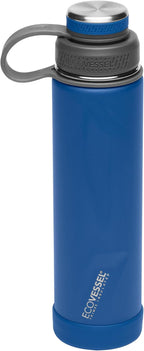 EcoVessel Stainless Steel Water Bottle with Insulated Dual Lid, Insulated Water Bottle with Strainer and Silicone Bottle Bumper, Coffee Mug – 24oz (Navy Nightfall)