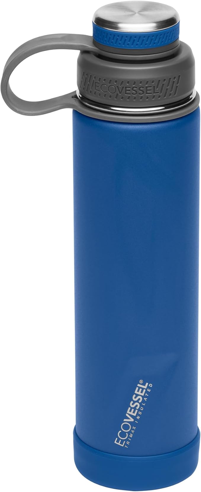 EcoVessel Stainless Steel Water Bottle with Insulated Dual Lid, Insulated Water Bottle with Strainer and Silicone Bottle Bumper, Coffee Mug – 24oz (Navy Nightfall)