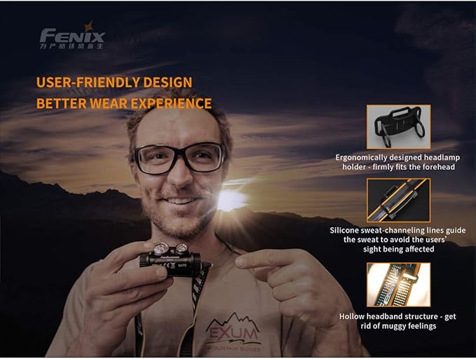 Fenix HM65R Headlamp, 1400 Lumen USB-C Rechargeable Spot and Flood Dual Beam with Organizer